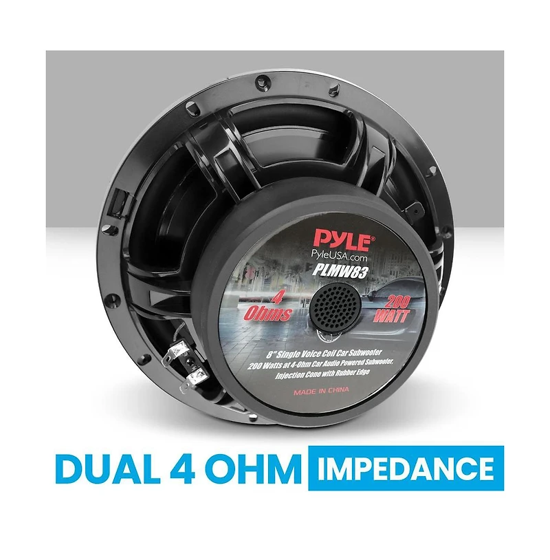 Pyle 8" Single Voice Coil Car Subwoofer, 200 Watts, 4-Ohm