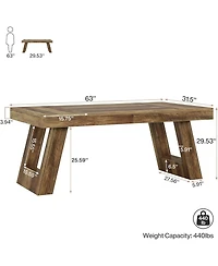 Tribesigns 63 Inches Wood Executive Desk, Large Home Office Desk with Double Pedestal, Industrial Computer Desk Study Writing Table
