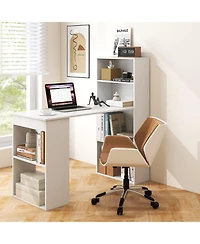 Gouun Computer Desk Writing Workstation Office with 6-Tier Storage Shelves