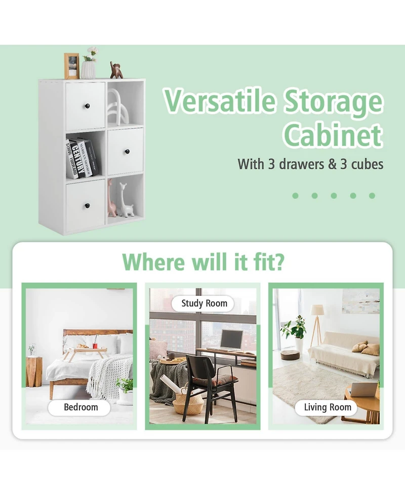 Gouun 3-Tier Bookcase with Anti-toppling Device for Living Room