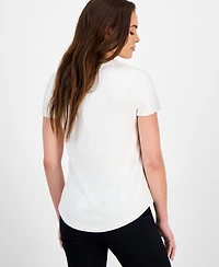 Jm Collection Petite Solid Rayon Span Short-Sleeve Top, Created for Macy's