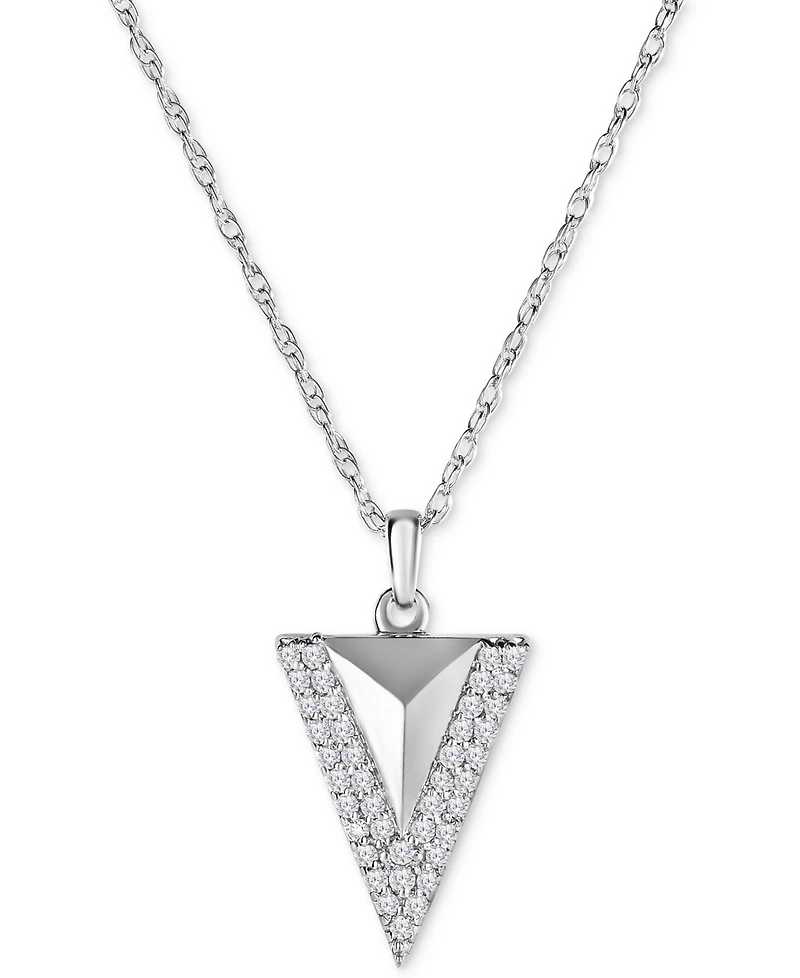 Diamond Pave Triangle 18" Pendant Necklace (1/4 ct. t.w.) in Sterling Silver