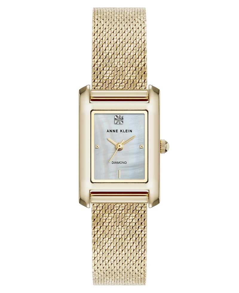Anne Klein Women's Quartz Gold-Tone Stainless Steel Mesh Watch, 20mm