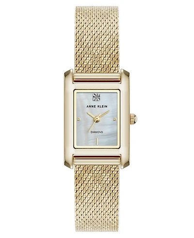 Anne Klein Women's Quartz Gold-Tone Stainless Steel Mesh Watch, 20mm