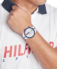 Tommy Hilfiger Men's Chronograph White Silicone Strap Watch, 46mm