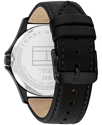 Tommy Hilfiger Men's Quartz Black Leather Strap Watch, 43mm
