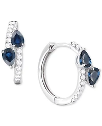 Macy's Sapphire, Ruby or Emerald (3/4 ct. t.w.) & Diamond (1/5 Bypass Hoop Earrings 14k Gold White