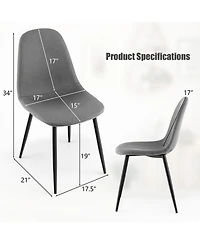 Gymax Dining Chairs Set of 4 Upholstered Fabric Chairs W/Metal Legs for Living Room