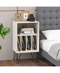Gouun Record Player Stand with Charging Station for Living Room Bedroom