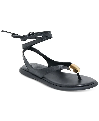 Dolce Vita Women's Judy Lace-Up Ankle Wrap Embellished Flat Sandals