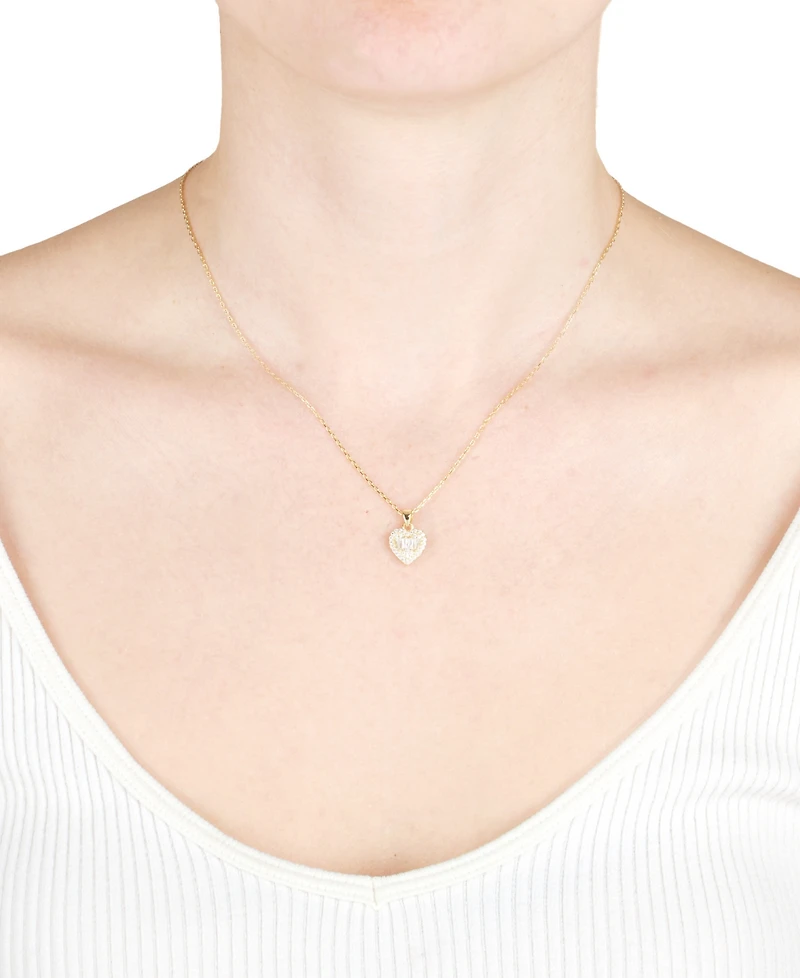 Cubic Zirconia Mixed Cut Heart Pendant Necklace (1/2 ct. t.w.) Sterling Silver (Also Available 14k Gold over Silver)