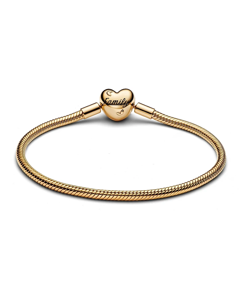 Pandora Gold-Plated Family Tree Heart Clasp Snake Chain Bracelet