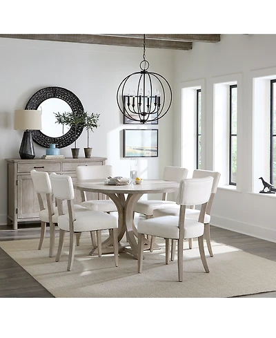 Sadie 7-Pc. Round Dining Set (Table & 6 Upholstered Side Chairs), Created for Macy's