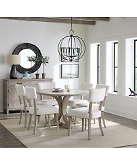 Sadie 7-Pc. Round Dining Set (Table & 6 Upholstered Side Chairs), Created for Macy's
