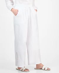 Jm Collection Petite Gauze Split-Hem Wide-Leg Pants, Exclusively at Macy's