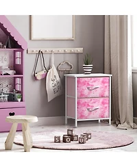 Sorbus Nightstand with 2 Drawers - Steel Frame, Wood Top & Easy Pull Fabric Bins Great for Home, Bedroom, Office College Dorm
