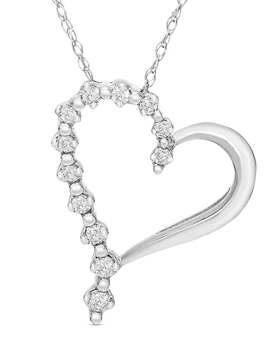 Diamond Open Heart 18" Pendant Necklace (1/6 ct. t.w.) 10k White , Yellow or Rose Gold