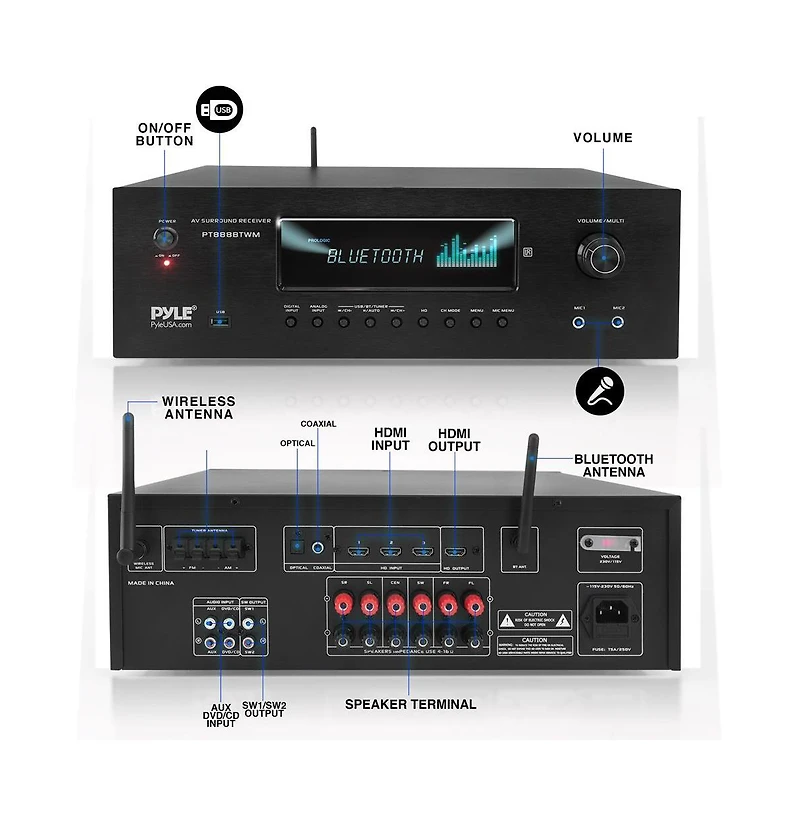 Pyle Wireless Bt Streaming Home Theater Receiver