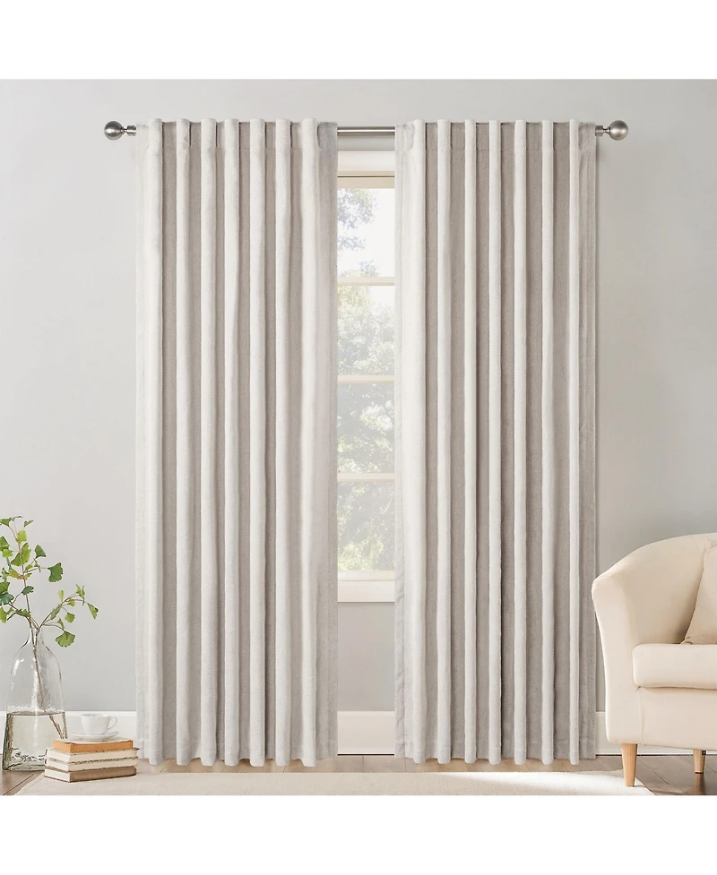 Chenille Blackout Back Tab Curtains Pair