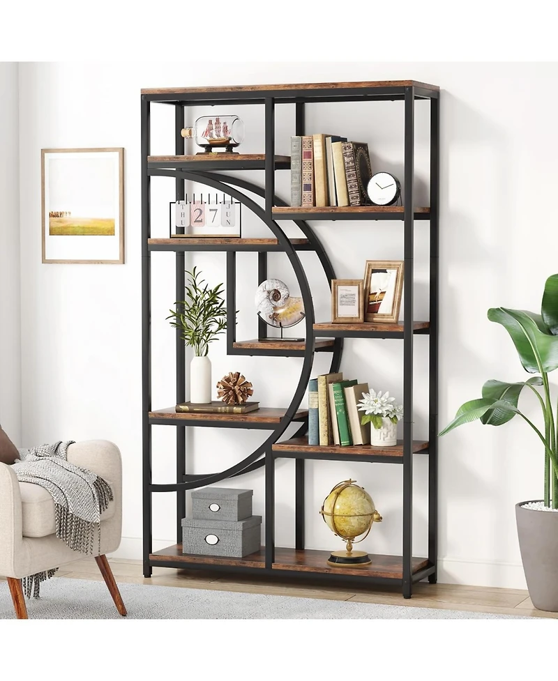 Tribesigns 5 Tier Etagere Bookcase, Freestanding Tall Bookshelf Display Shelf Storage Organizer with 9-Open