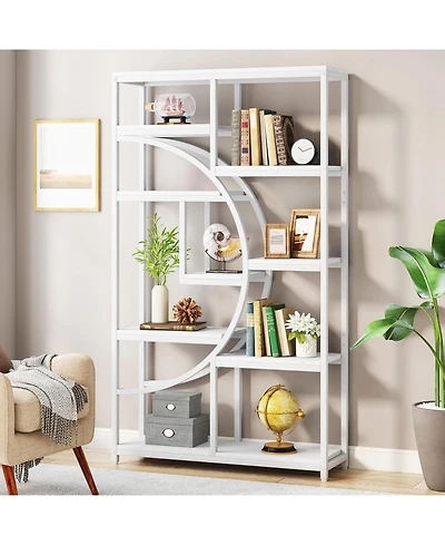 Tribesigns 5 Tier Etagere Bookcase, Freestanding Tall Bookshelf Display Shelf Storage Organizer with 9-Open