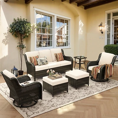Xizzi 6 Pcs Outdoor Patio Furniture Set,High Back Sofa and Swivel Chairs Set