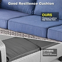 Xizzi Outdoor Furniture Patio Conversation Set 5 Pieces All Weather Wicker High Back Couch with Ottomans