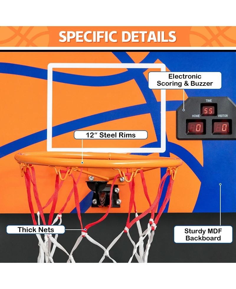 Kuyotq Foldable Single Shot Basketball Arcade Game with Electronic Scorer and Basketballs