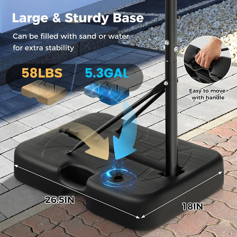 Kuyotq Basketball Hoop 5.6-6.5 Ft Height Adjustable for Kids with Shatterproof Backboard