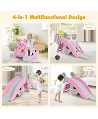 Kuyotq 4-in-1 Rocking Horse and Slide Set for Kids