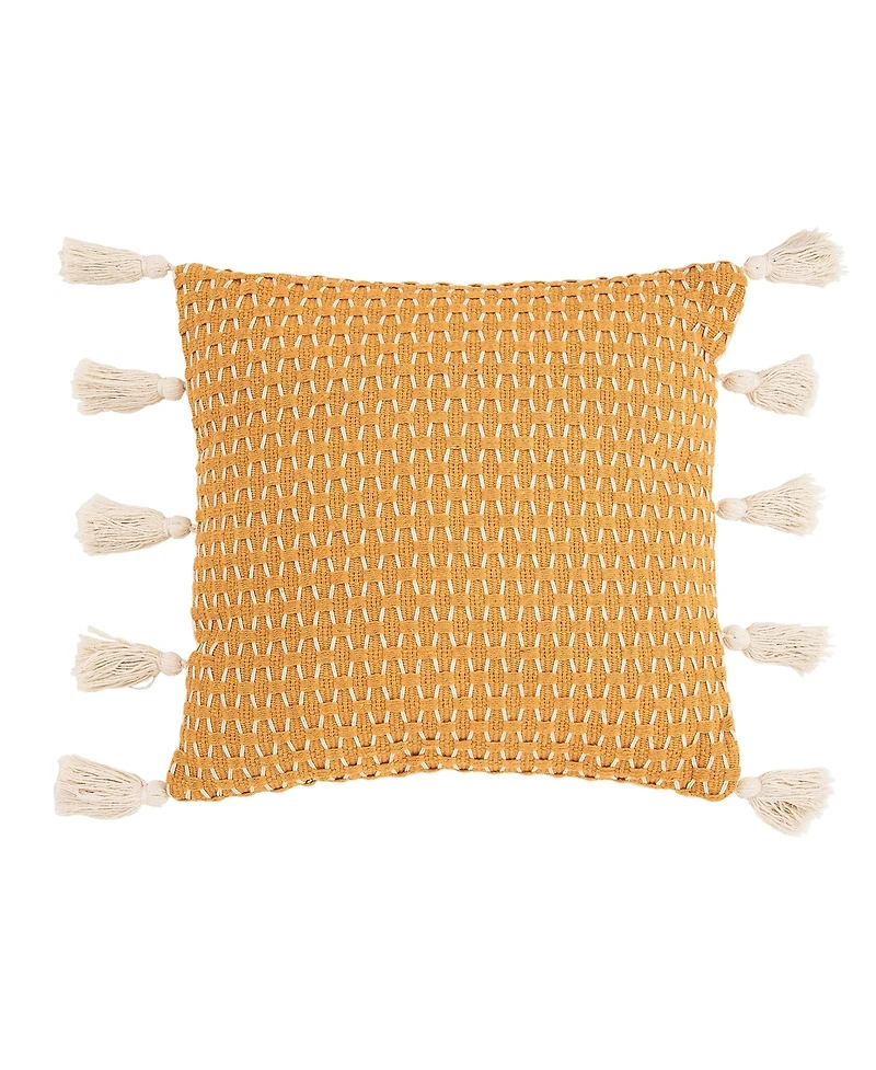 Ochre Textured Diamond Woven Throw Pillow