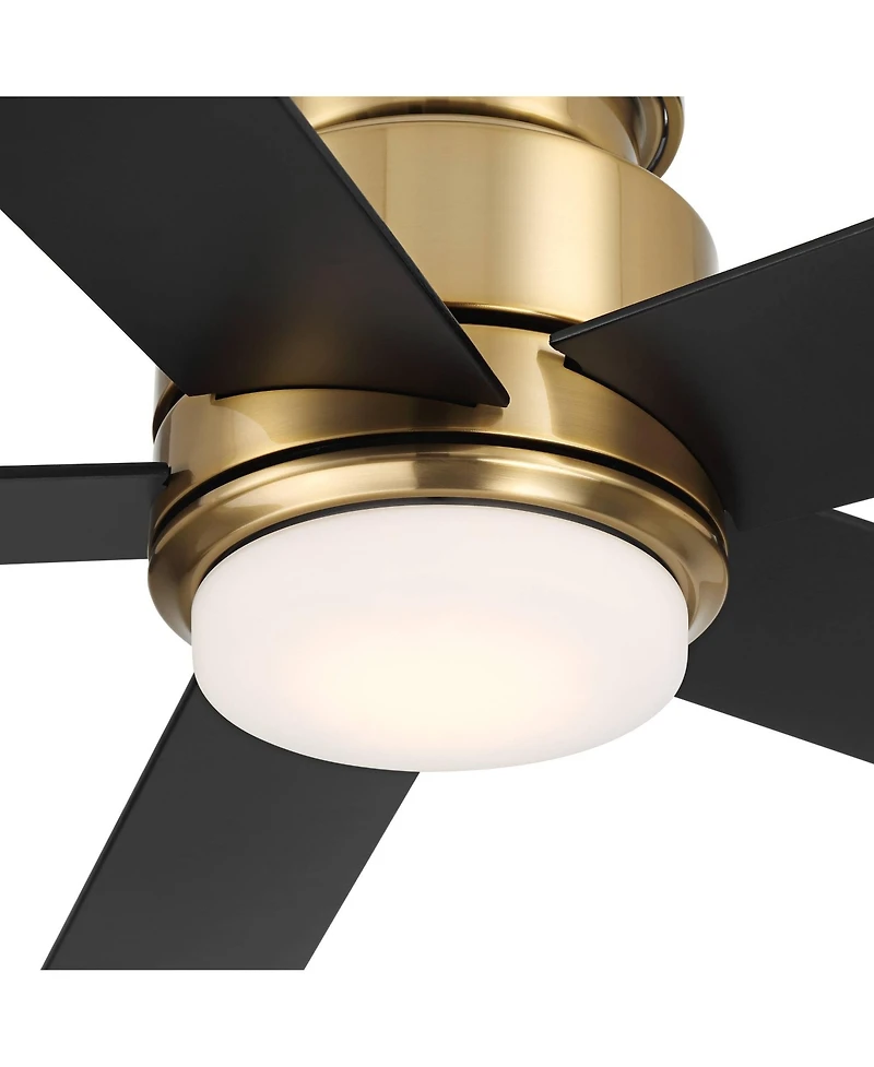 Casa Vieja 52" Grand Palm Indoor Outdoor Ceiling Fan 5 Blade Led Light Remote Control Soft Brass Finish Bedroom Hugger Damp Rated