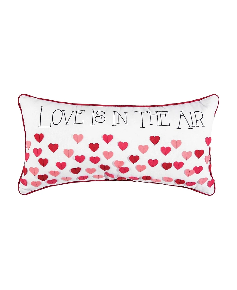 Valentine's Day "Love Is In The Air" Embroidered Accent Pillow, 12" x 24"
