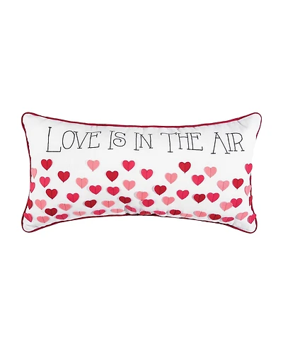Valentine's Day "Love Is In The Air" Embroidered Accent Pillow, 12" x 24"