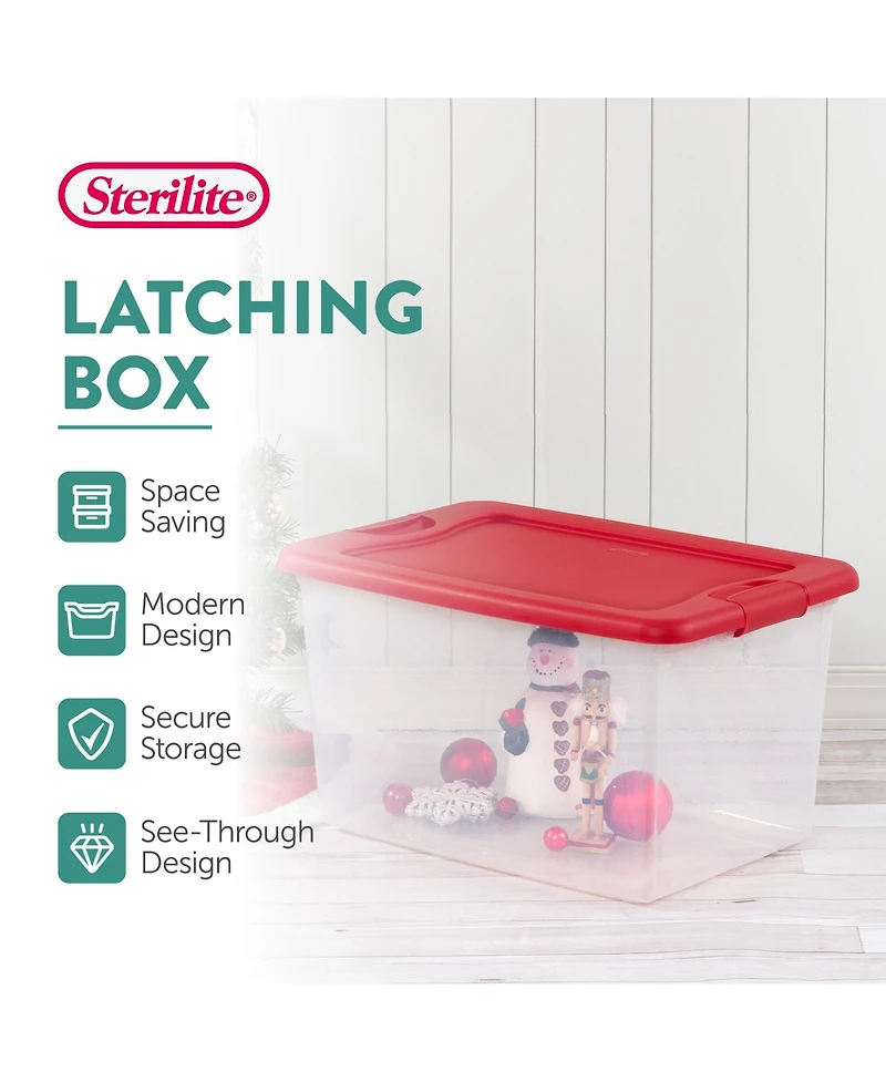 Sterilite 64 Qt. Clear Plastic Latching Lid Storage Bin Container Tote, 12 Pack