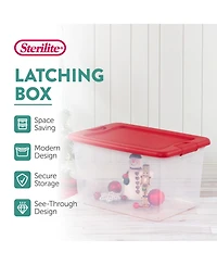 Sterilite 64 Qt. Clear Plastic Latching Lid Storage Bin Container Tote, 12 Pack