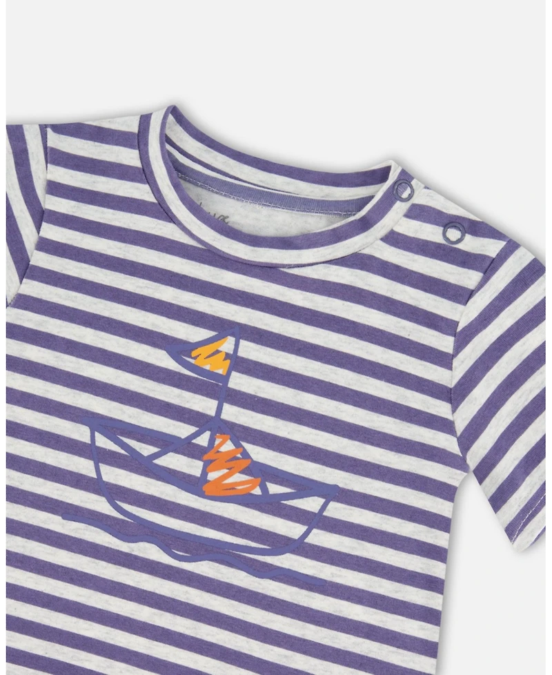 Deux par Deux Baby Boys Organic Cotton Top And Muslin Pant Set Striped Navy