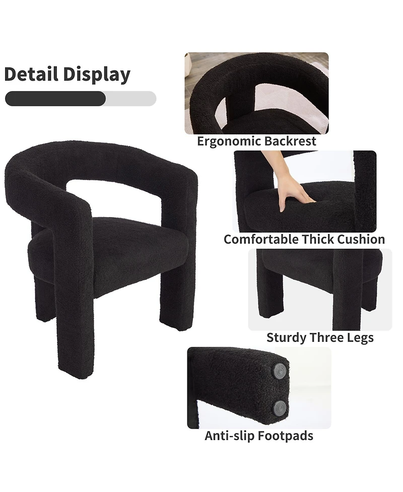 gaomon Modern Sherpa Barrel Dining Chair, Upholstered Faux Fur Dining Room Chair Comfy Side Chair for Kitchen/Living Room
