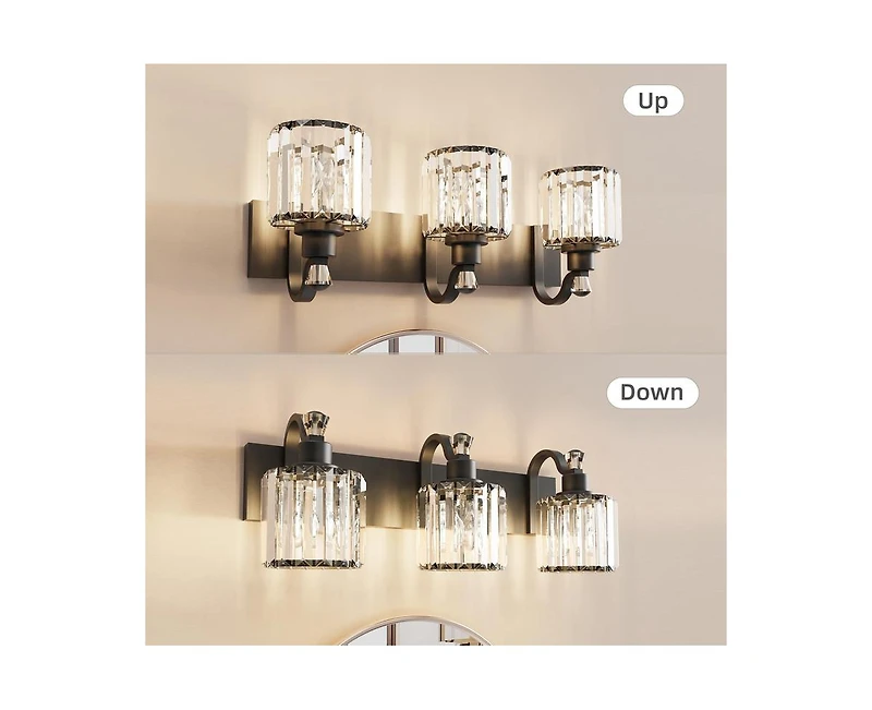 gaomon Modern Crystal Bathroom Vanity Lights Black Bathroom Light Fixtures Crystal Vanity Shower Lights Over Mirror