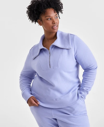 Id Ideology Plus Shawl-Collar Quarter-Zip Top, Exclusively at Macy's