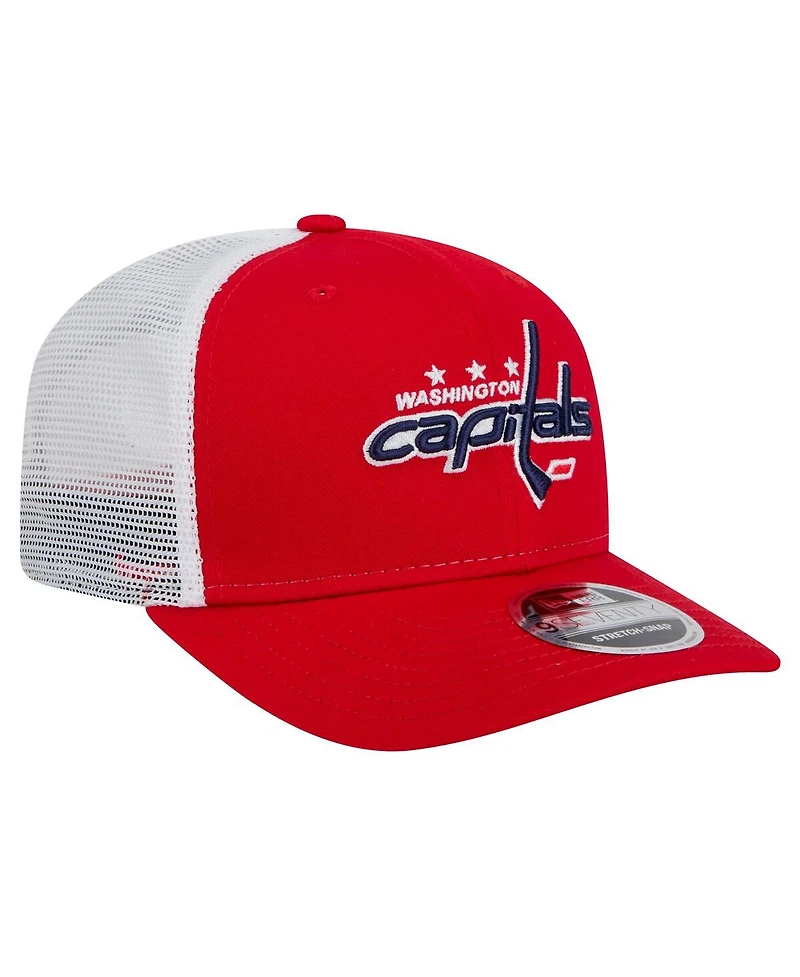 New Era Men's Red/White Washington Capitals Core Trucker 9SEVENTY Stretch-Snap Hat