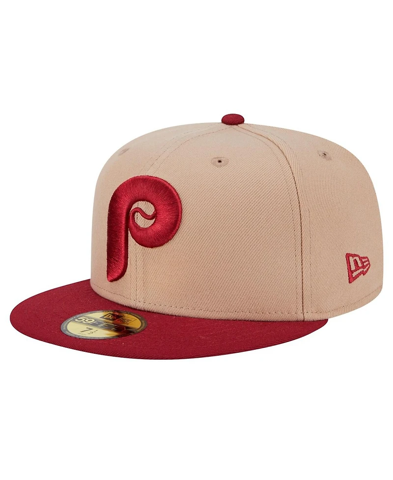 New Era Men's Khaki Philadelphia Phillies 59FIFTY Fitted Hat