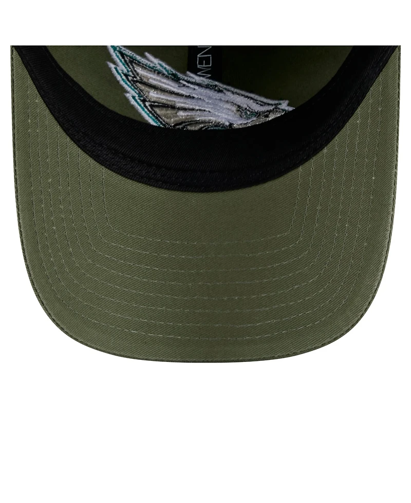 New Era Men's Olive Philadelphia Eagles Main 9TWENTY Adjustable Hat