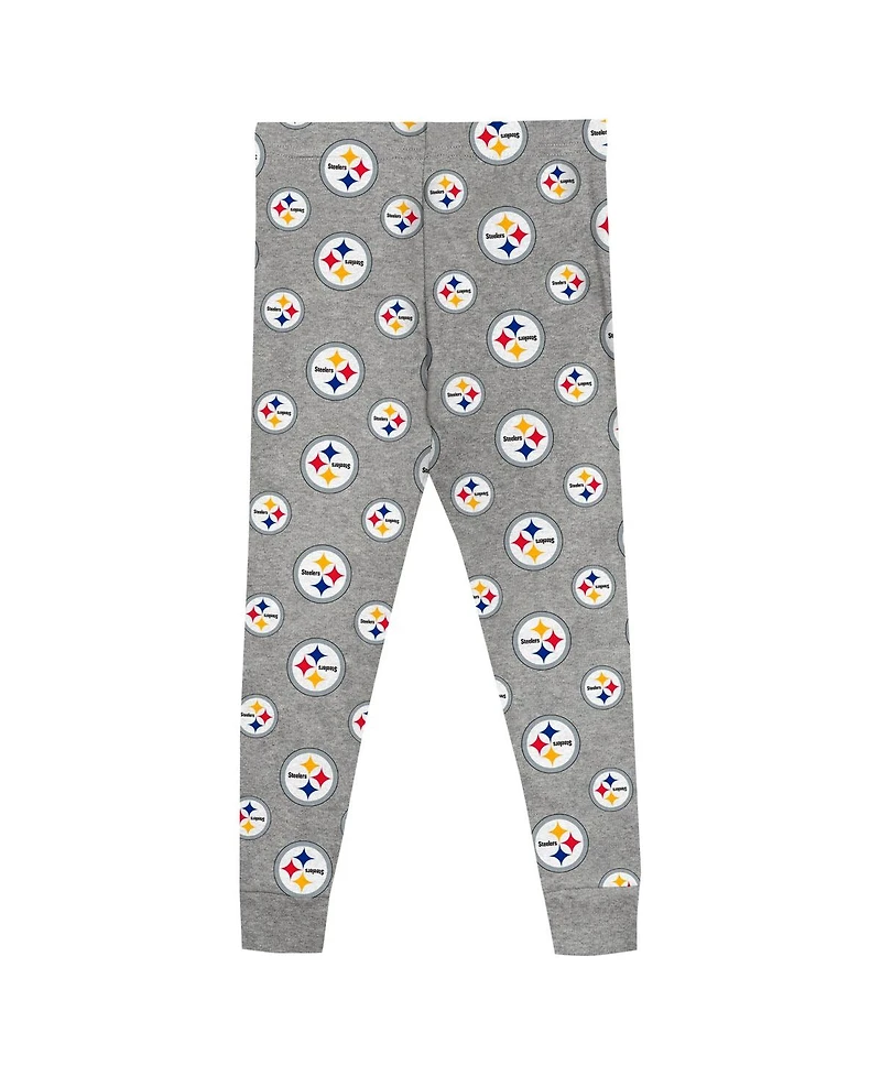 Outerstuff Preschool Heather Gray Pittsburgh Steelers Long Sleeve T-Shirt and Pants Sleep Set