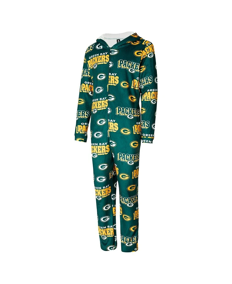 Concepts Sport Women's Green Green Bay Packers Roadway Allover Print Microfleece Full-Zip Union Suit