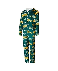 Concepts Sport Women's Green Green Bay Packers Roadway Allover Print Microfleece Full-Zip Union Suit