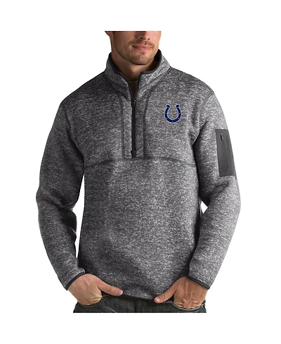 Antigua Men's Charcoal Indianapolis Colts Fortune Quarter-Zip Pullover Jacket