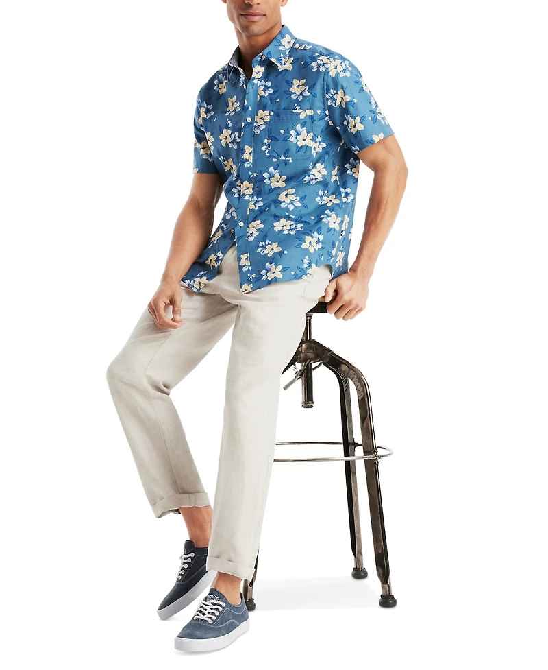 Nautica Men's Printed Floral Short-Sleeve Shirt