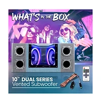Pyle Dual Subwoofer Box System, 10'' Vented Enclosure, 1000W Max, Led Lights