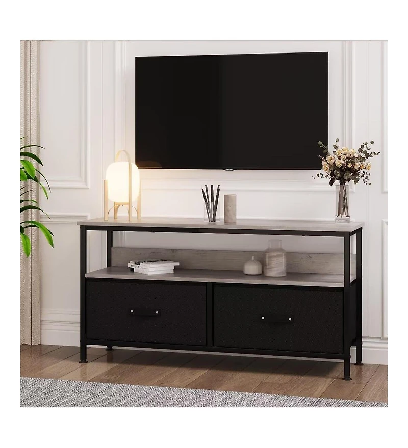 gaomon Dresser Tv Stand for Bedroom,TV Console with Drawers, 2 Drawers Entertainment Center with Open Shelf, Media Console for 50 Inch TV, Dresser wit